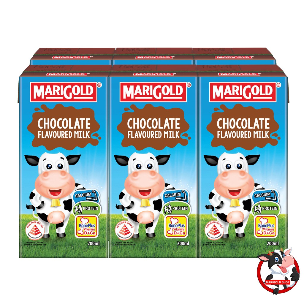 Sữa Tiệt Trùng Marigold  vị socola, lốc 3 hộp 200ml