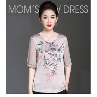 Áo lụa trung niên tay voan cao cấp