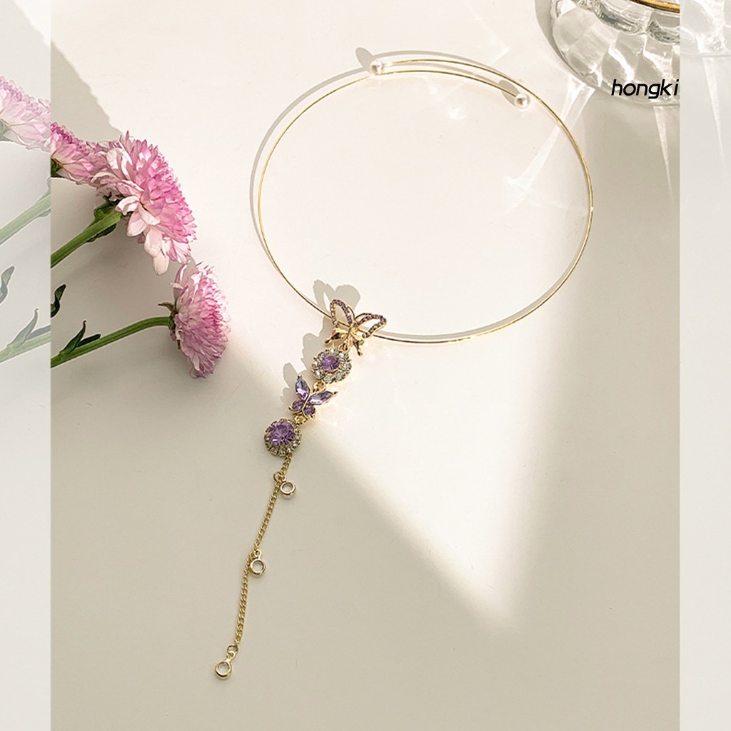 BUTTERFLY (Hàng Mới Về) Vòng Cổ Choker Hình Bướm Đính Đá Nhân Tạo Thời Trang Dành Cho Nữ