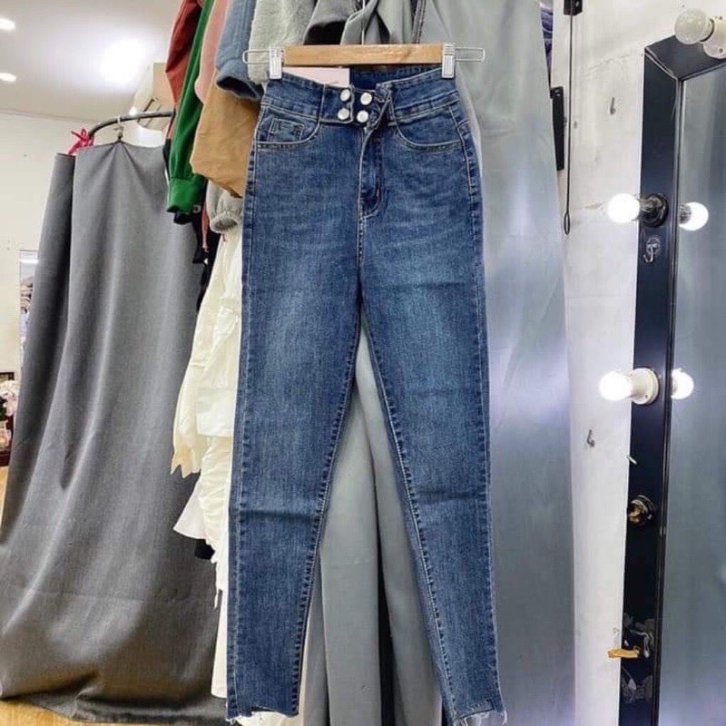 quần jeans ôm nữ co dãn 4 cúc
