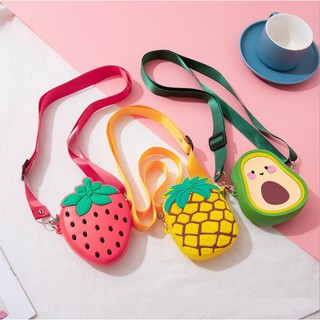🍓🥑🍍 TÚI SILICON HOA QUẢ DÂU, DỨA, BƠ CỰC XINH CHO BÉ (KT : 12* 10cm)