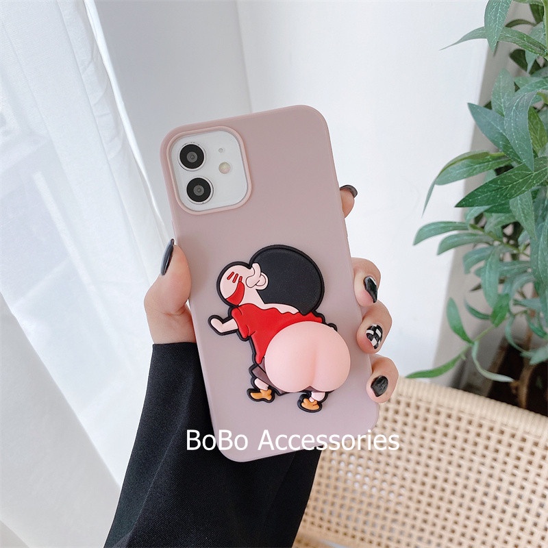 Ốp lưng OPPO F9 A92 A72 A52 F11 Pro A5 A9 2020 F5 F1S A59 F7 R9S Realme C11 2021 C21Y Crayon Shin-Chan Squishy Ass Giảm Căng Thẳng Vỏ Điện Thoại TPU Mềm