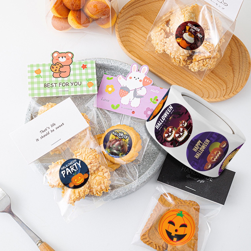Cuộn 500 Miếng Dán Hoạt Hình Phong Cách Halloween