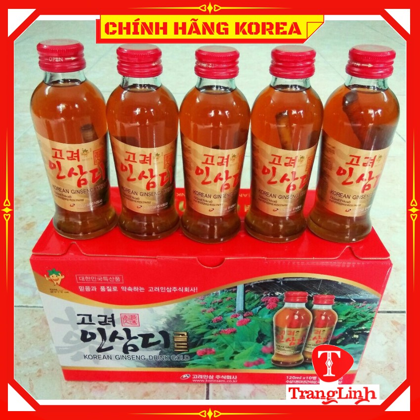 Nước hồng sâm có củ Korinsam hộp 10 chai x 120ml - Nước sâm hàn quốc chính hãng - tranglinhkorea