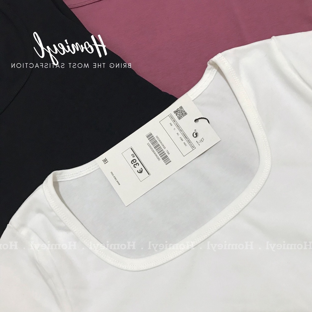 Áo thun trơn nữ cổ vuông ngắn tay ôm body cotton basic đẹp đen trắng Homieyl cao cấp, áo phông trơn nữ 🔲 đi chơi H22