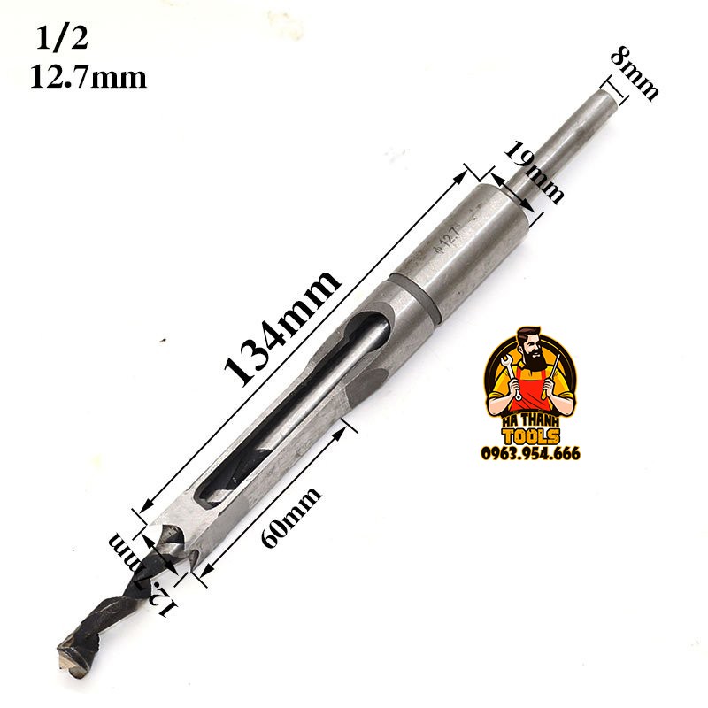 Mũi khoan đục lỗ vuông tạo mộng trên gỗ 6.35 - 12.7mm