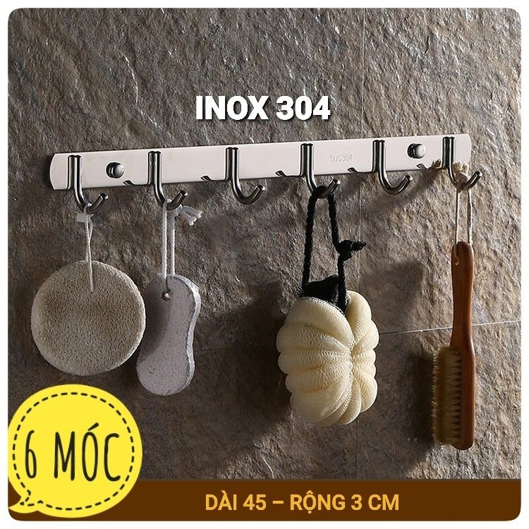 Móc treo quần áo bằng thép không gỉ 304 siêu bền treo đồ tủ áo phòng tắm, phòng bếp kèm đinh vít đầy đủ - Sentaku