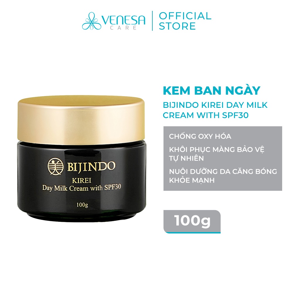 Kem ban ngày BIJINDO KIREI Day Milk Cream with SPF30 100g, dưỡng ẩm và chống nắng 2 in 1