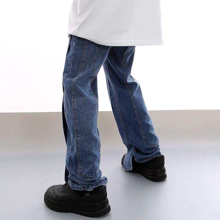 Quần Jean Dài Dáng Rộng Thiết Kế Xếp Tầng Phong Cách Retro Thời Trang Mùa Hè 2022 Cho Nam Và Nữ