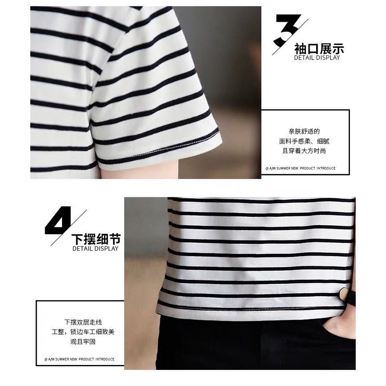 Áo Thun Tay Ngắn Dáng Ôm Họa Tiết Kẻ Sọc Thời Trang Mùa Hè Trẻ Trung Cho Nam