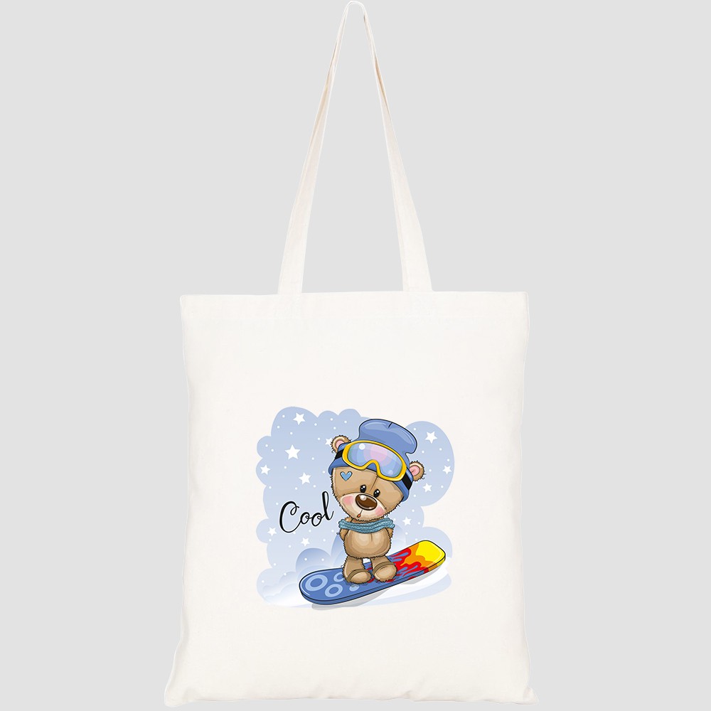 Túi vải tote canvas HTFashion in hình cute cartoon teddy bear on HT360