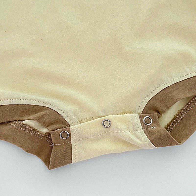 Bộ Áo Liền Quần Tay Ngắn Chất Cotton Mỏng Nhẹ In Họa Tiết Hoạt Hình Chú Gấu Phong Cách Hàn Quốc Thời Trang Cho Bé Trai Và Gái