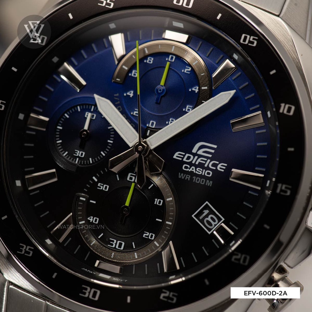 Đồng Hồ Quartz Nam Casio Edifice WATCHSTORE EFV-600D-2AVUDF, Mặt Kính Khoáng 43.8mm, Dây Kim Loại, Vỏ Thép Không Gỉ