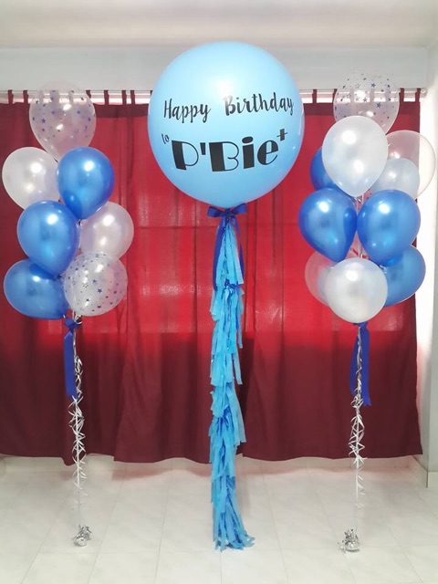 Combo bóng jumbo màu trơn in chữ kèm đầy đủ nguyên liệu tự làm