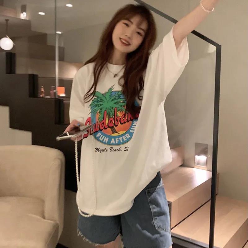 NRVP Áo Thun 100% Cotton Dáng Rộng Thời Trang Hàn Quốc Cho Nữ