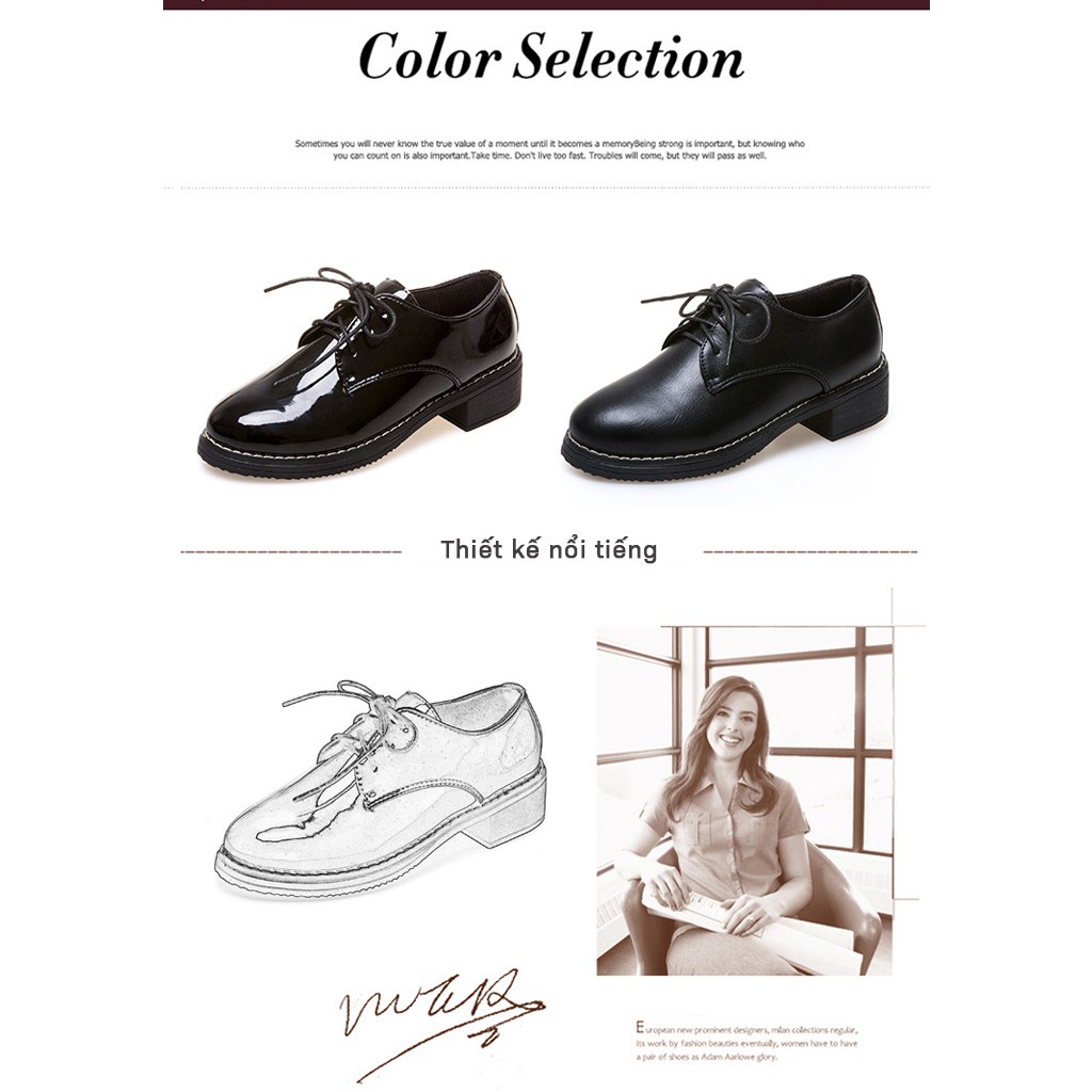 Giày Oxford Nữ Da Đế Cao 4cm Cá Tính Phong Cách Hàn Quốc ST57 - Mery Shoes