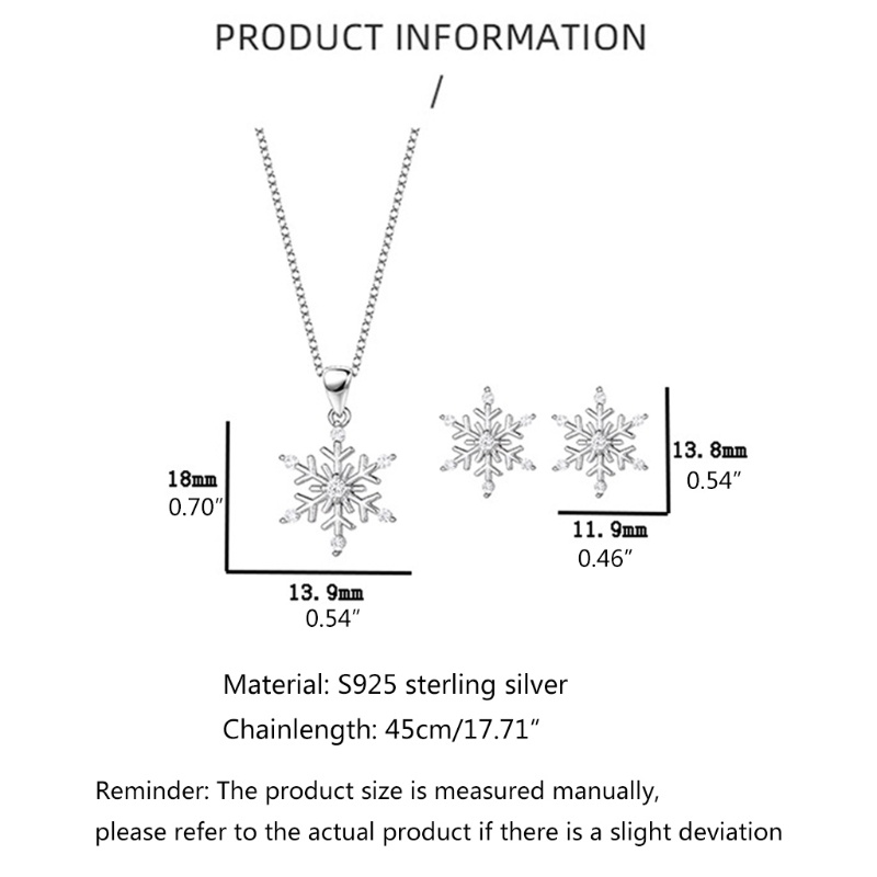 Bộ Vòng cổ + Bông Tai Mạ Bạc Hình Bông Tuyết Không Gây Dị Ứng Thời Trang Cho Nữ