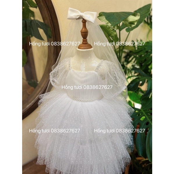 Đầm công chúa cô dâu chấm bi