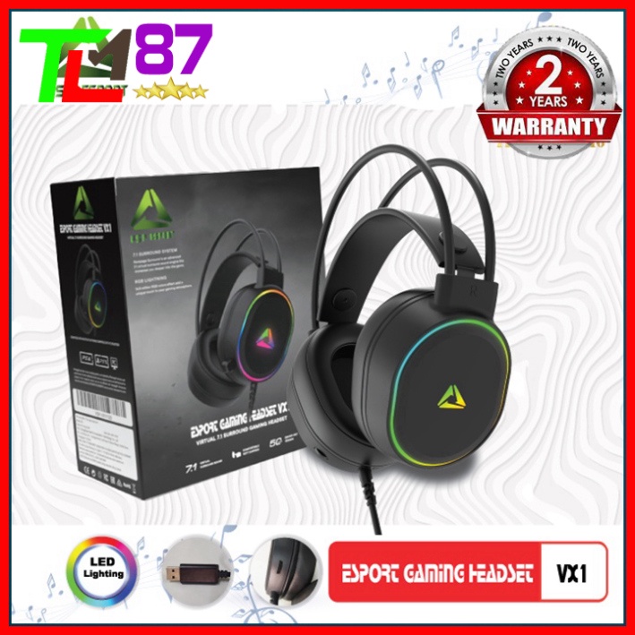Tai Nghe Gaming Có Dây Headphone Chụp Tai VSP ESPORT VX1 LED 7 Màu - Tai Nghe Nhạc Máy Vi Tính Laptop Game Thủ Có Mic