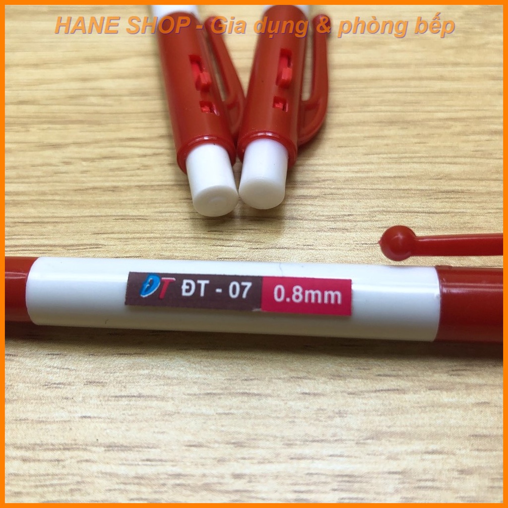 Combo 5 cây Bút bi bấm hiệu DT-07 đầu viết 0.8mm - 2 màu xanh và đỏ - viết êm tay