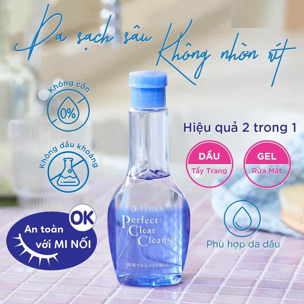 Gel Rửa Mặt Tẩy Trang 2 Trong 1 Senka Perfect Clear Cleanser 170ml _ 70194