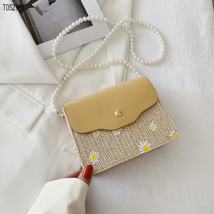 T052161- Túi đeo chéo nữ xu hướng thời trang mới kết hợp chất liệu kiêm chuỗi dây phiên bản Hàn Quốc