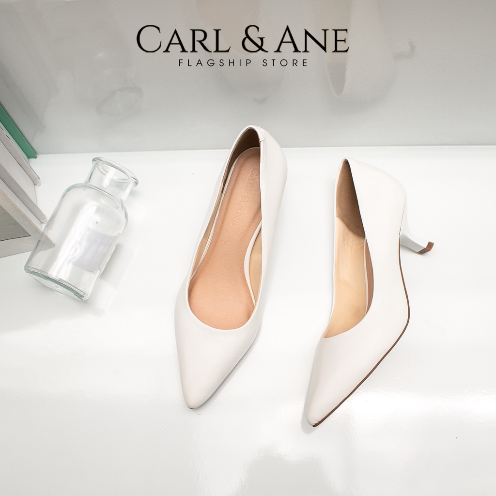 Carl & Ane - Giày cao gót nữ mũi nhọn kiểu dáng công sở cao 6cm màu trắng _ CP010