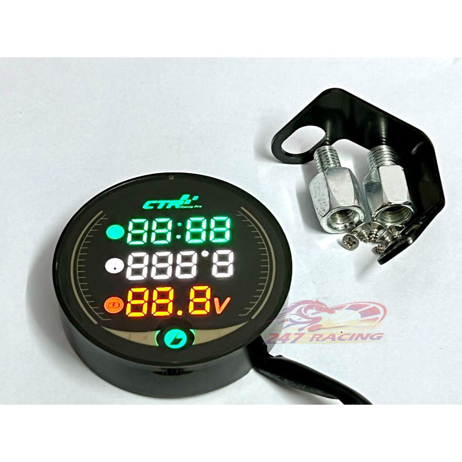 Đồng hồ Điện Tử M-Star CTRracing đo Vol, Nhiệt Độ, Thời Gian gắn mọi loại xe máy