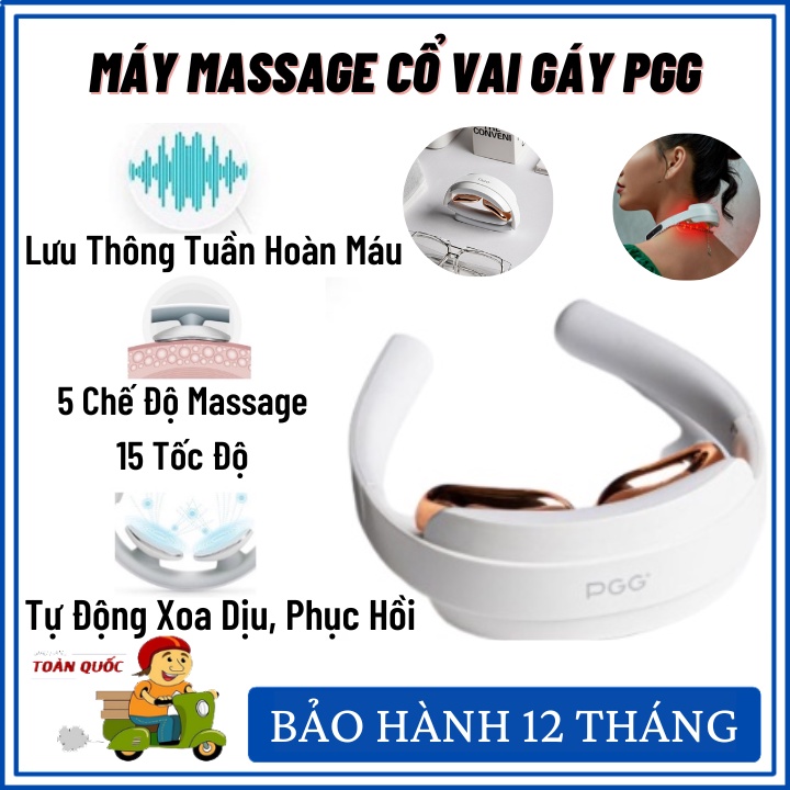 Máy massage cổ vai gáy - Máy mát xa PGG 2 điện cực làm nóng thư giãn, 5 chế độ 15 tốc độ tùy chỉnh - BH 12 tháng
