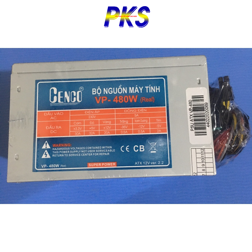 Bộ Nguồn Máy Tính PSU ATX VP-480 công suất 480W kèm dây nguồn Genco VP-480