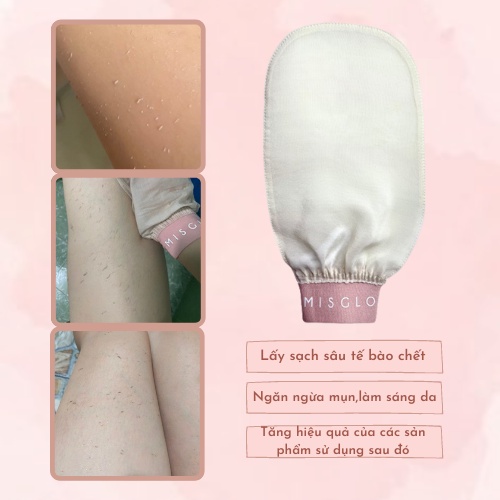 Găng Tay Tẩy Da Chết Cao Cấp MISGLO Chính Hãng Turkish Raw Cocoon Silk 100%