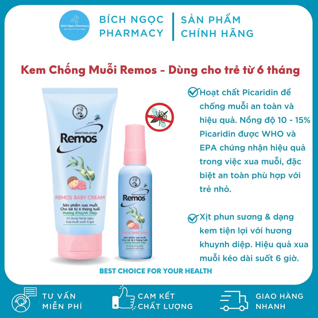 Kem chống muỗi Remos Baby hương Khuynh Diệp - An toàn cho bé từ 6 tháng