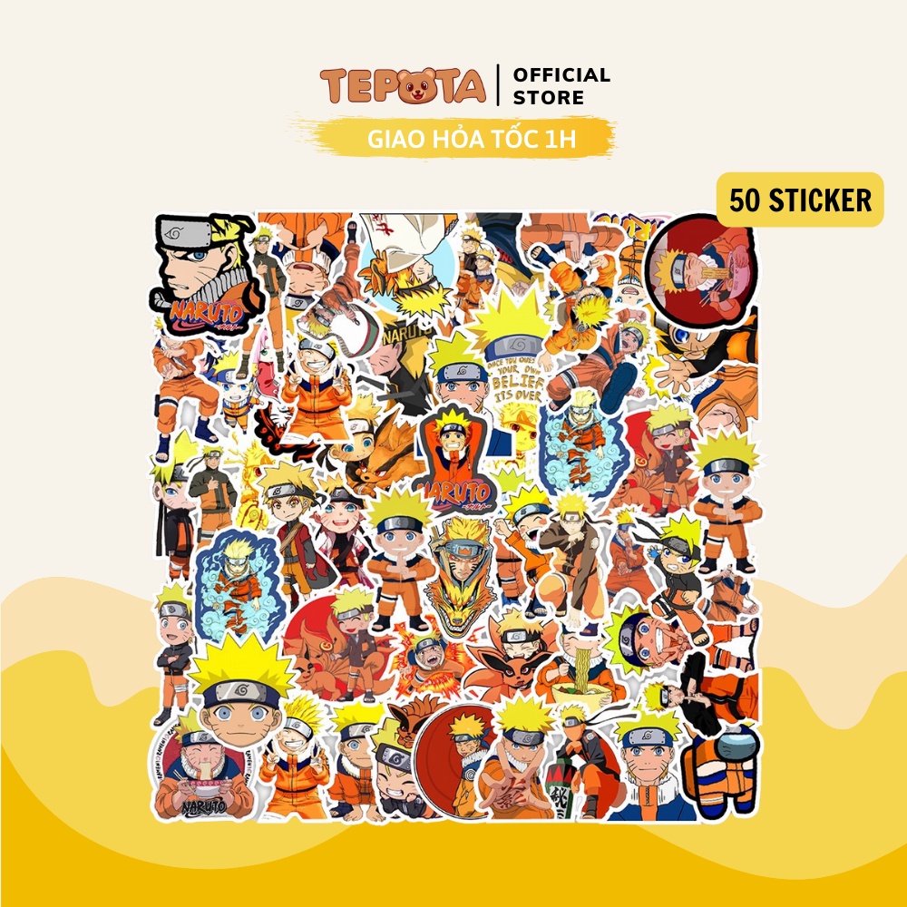 Naruto Sticker TEPOTA Set 50 Miếng Dán Trang Trí Hình Hoạt Hình Không Thấm Nước Dán Mũ Bảo Hiểm, Xe, Laptop ST04