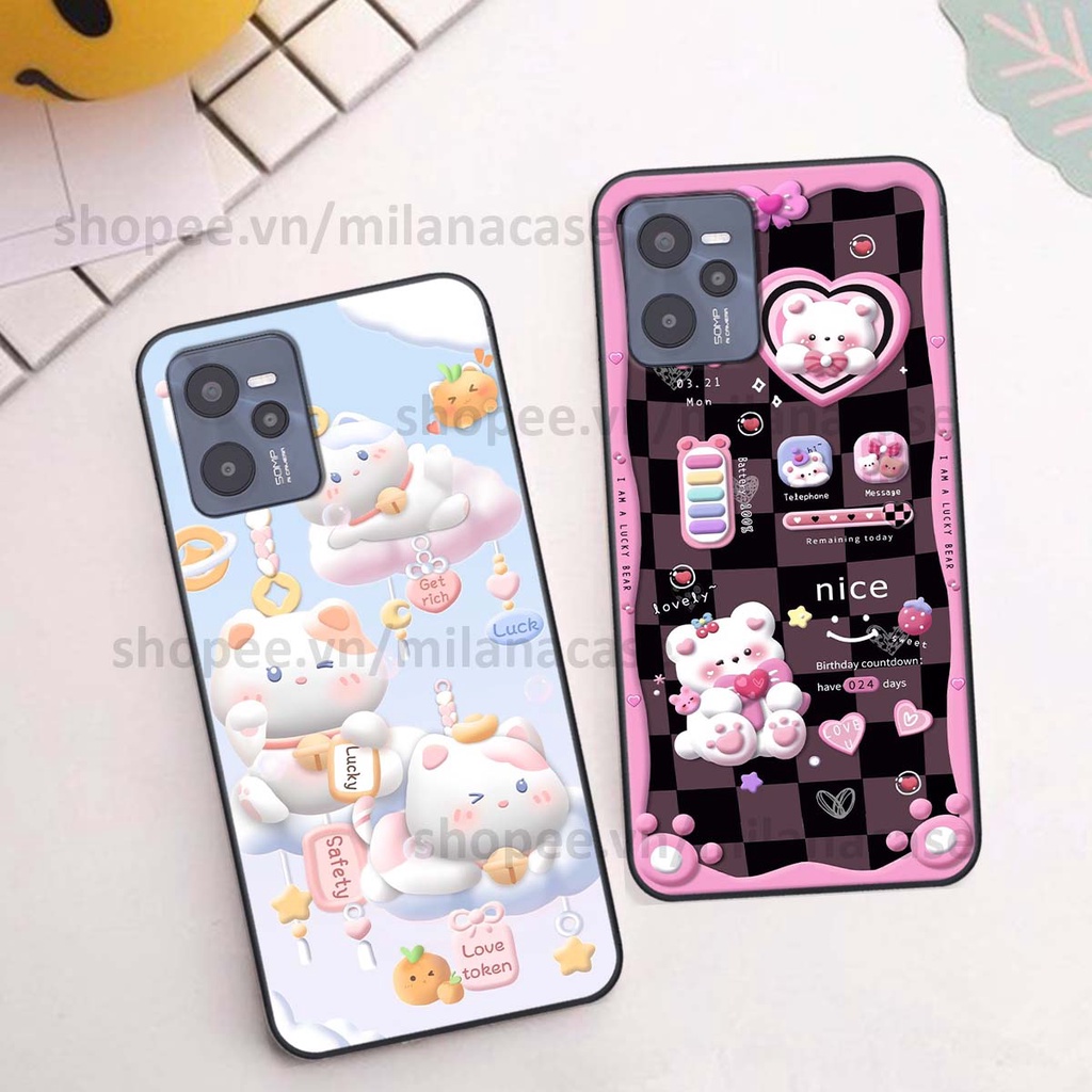 Ốp Realme C35 hình đồng hồ icon gấu mèo cute cực dễ thương ngộ nghĩnh