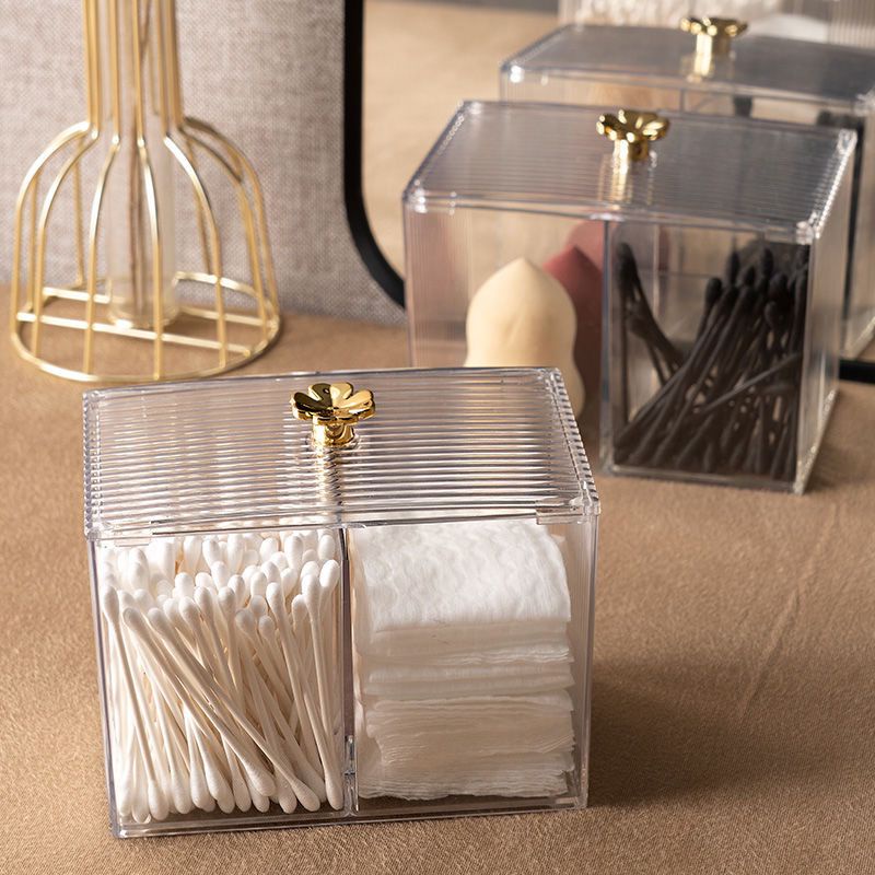 Hộp Đựng Tăm Bông/Mỹ Phẩm Bằng Acrylic Trong Suốt Cỡ Lớn Thiết Kế Mới