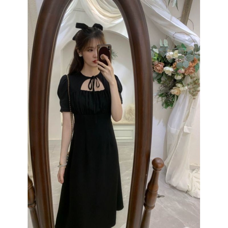 💓Đầm suông tiểu thư nơ cổ ulzzang