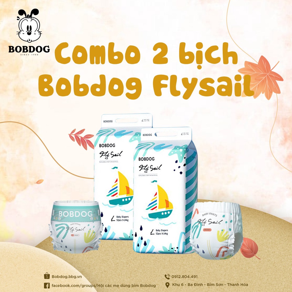 ⚡𝐂𝐨𝐦𝐛𝐨 𝟐 𝐛𝐢̣𝐜𝐡⚡ Tã dán/quần Bobdog Fly Sail size L50/XL46/XXL42/XXXL38 miếng
