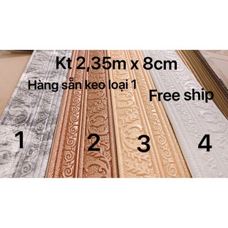 Phào chỉ nẹp bằng xốp dán tường 3d khổ 235x8cm sẵn keo hàng loại 1