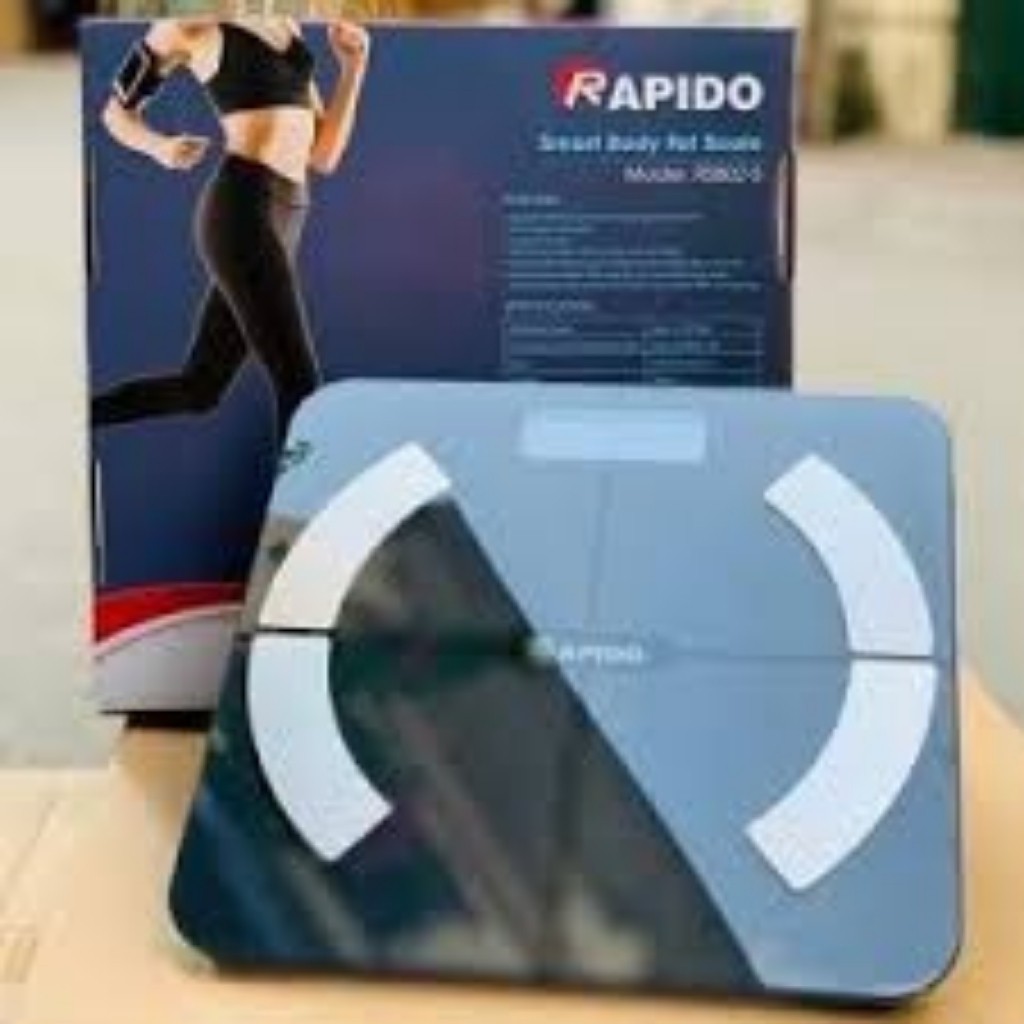 Cân sức khỏe Rapido có kết nối Bluethooth đo 11 chỉ số cơ thể hiện thỉ kết quả đo trên điện thoại