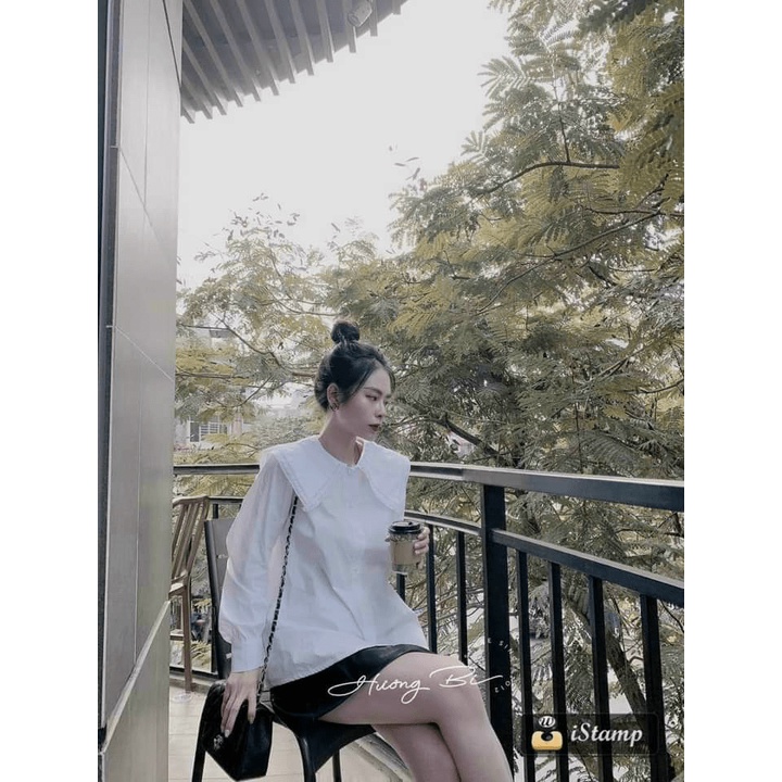 (Mẫu Mới) Sơ Mi Cổ Nhọn Phối Ren Siêu Dễ Thương UP HHP