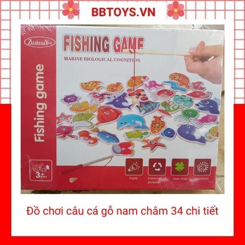 Đồ chơi câu cá gỗ nam châm 34 chi tiết (BBTOYS: 66)