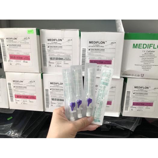 Hộp 100 cây Kim luồn tĩnh mạch kim catheter tiêm truyền dịch Medikit Mediflon Ấn Độ size số 14G 16G 18g 20g 22g 24g 26G
