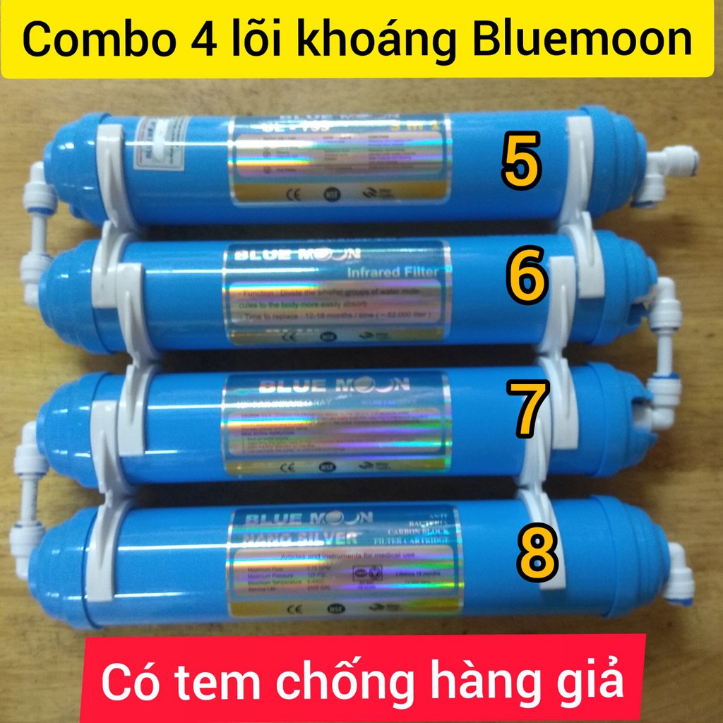 [UY TÍN SỐ 1] Combo 4 lõi lọc khoáng máy RO số 5-6-7-8 BlueMoon Chính hãng | Có tem cào chống hàng giả