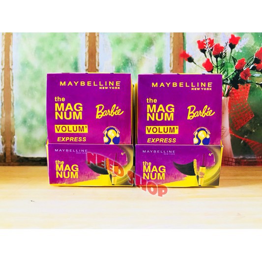 (Hàng Mới Về) Mascara Maybelline / The Magnum Làm Dày Mi Chống Nước Màu Hồng