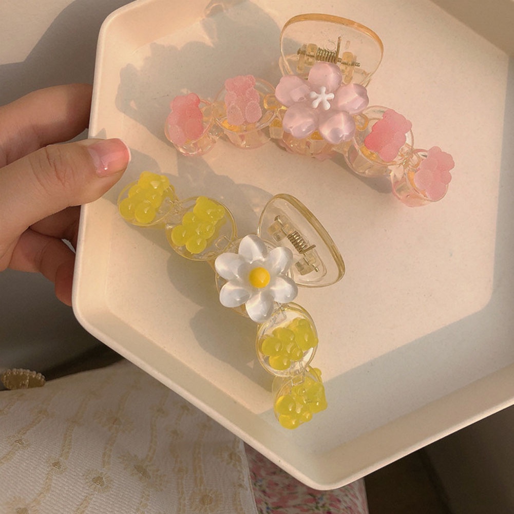 Kẹp Tóc Nhựa Hình Bông Hoa Màu Vàng Phong Cách Hàn Quốc Mới Cho Nữ