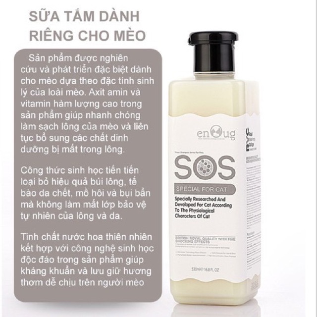 [ CHÍNH HÃNG KỲ NAM]Sữa Tắm SOS 530ml cho Thú Cưng Chó Mèo