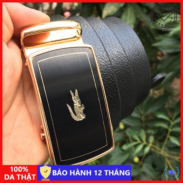 Thắt lưng nam cao cấp, khóa tự động, mặt hình cá sấu, da bò nguyên miếng, da thật 100% - S96TL01