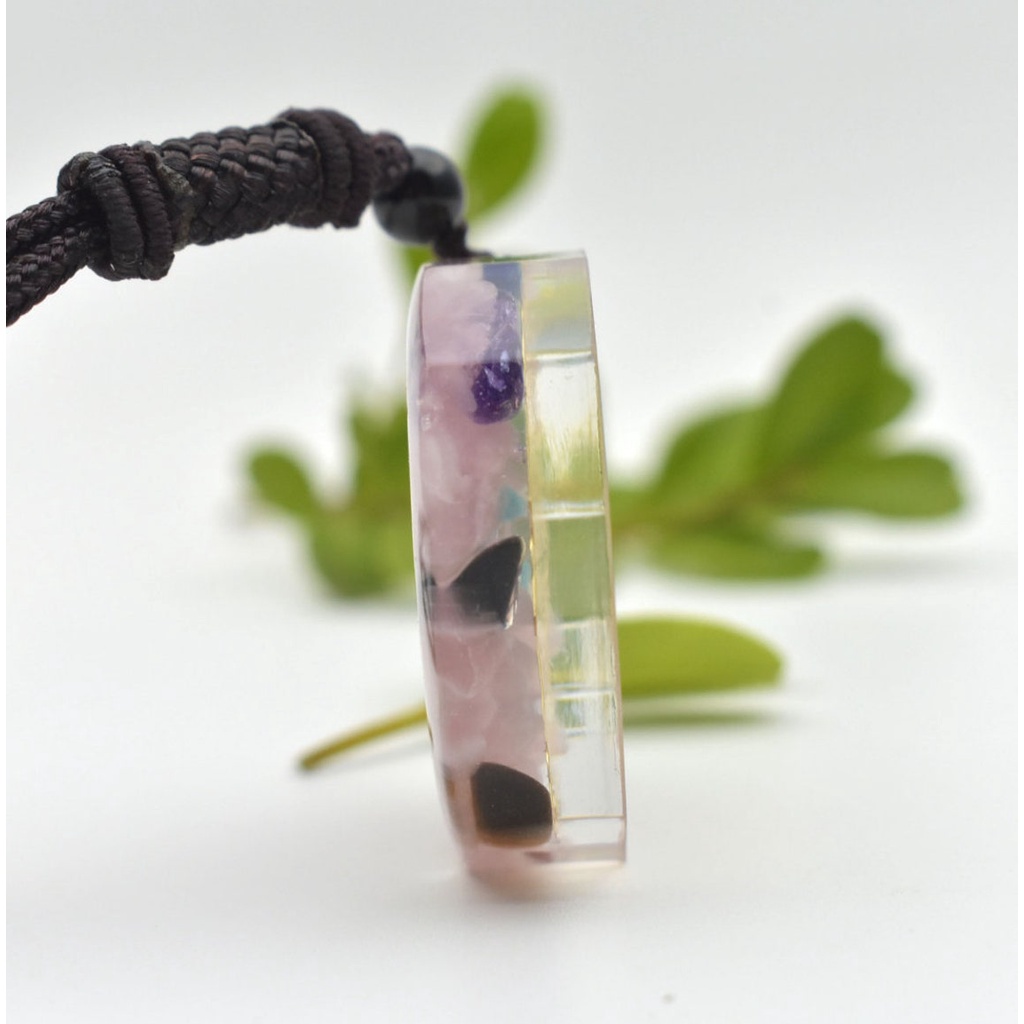 Vòng cổ Mặt Đá Thạch Anh Hồng | Khối Lập Phương Reiki Merkaba | Quà Tặng 7 Luân Xa Thiếu Niên