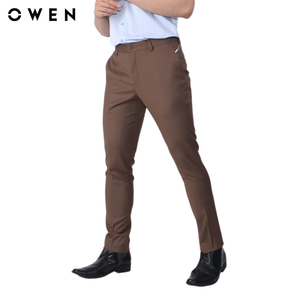Quần tây Nam Owen Polyester Trendy Nâu - QD23457