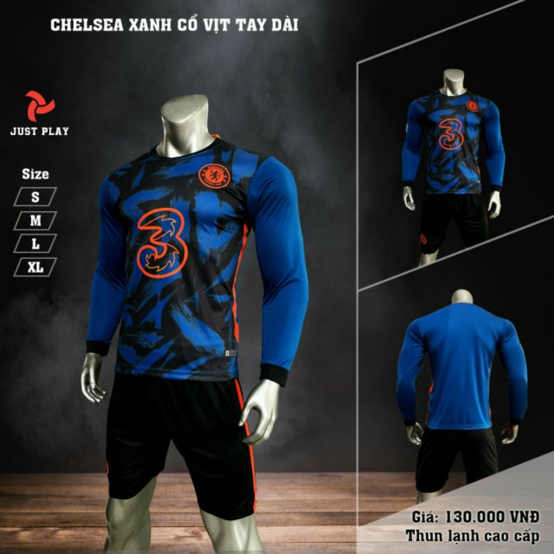 ┋♂₪BỘ ĐÁ BANH CHELSEA XANH ĐEN TAY DÀI 2021_2022